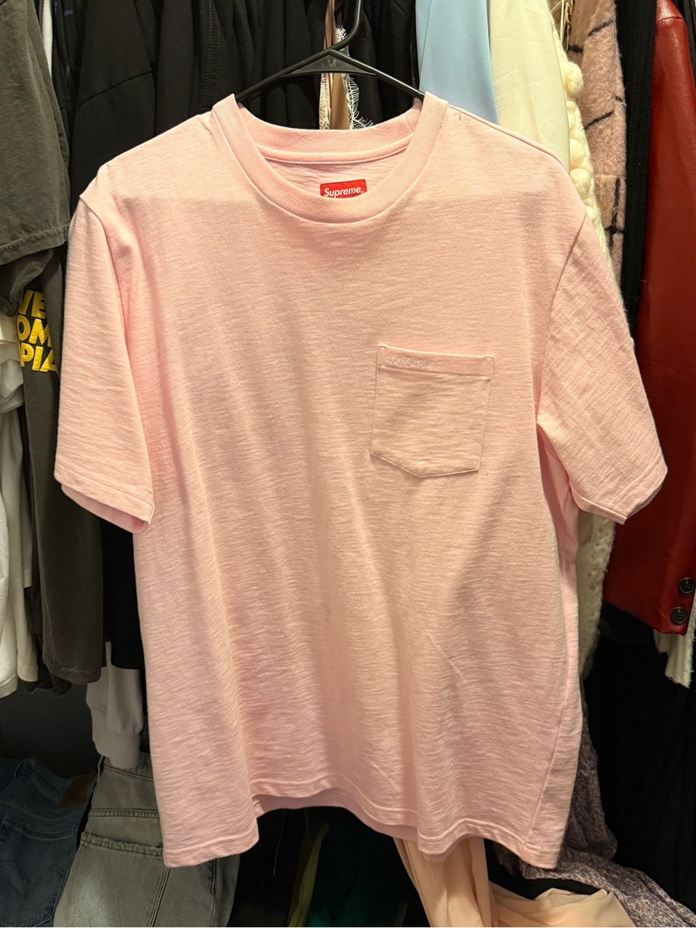 Authentic Supreme Light Pink Short Sleeve Pocket Tee